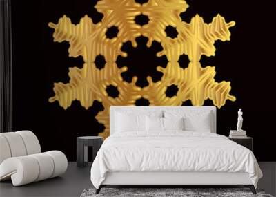 Golden vector mandala. Ornamental lace pattern for wedding invitations and greeting cards.Gold mandala on black background.Traditional golden decor. Wall mural