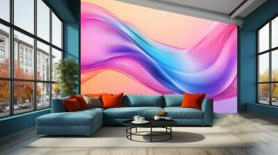 Abstract background with smooth wavy shapes in bright colors. Generative AI Wall mural