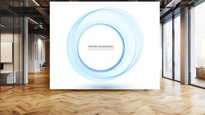 Abstract blue swirl circle Vector illustration for you modern design. Round frame or banner with place for text. Special effects. Translucent elements. Wall mural