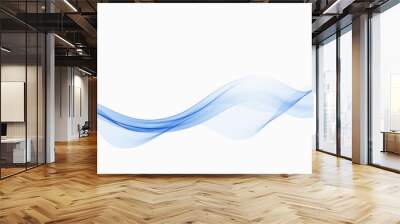 Abstract blue transparent flow lines. Blue wave background. Wall mural