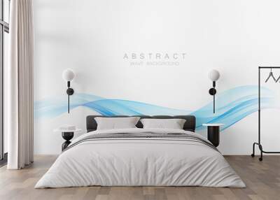 Abstract blue wave background. Transparent blue lines. Wall mural