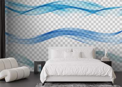 Abstract blue wave on a transparent background.Blue wave element Wall mural