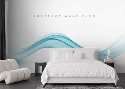 Abstract blue wave vector background Blue wave flow background Wall mural