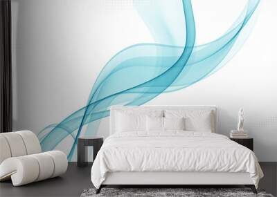 Abstract blue waves background Bright blue background with curved lines. Vector abstract blue background wave design element. Brochure design templates Wall mural