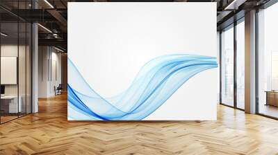 Abstract smooth color wave vector. Curve flow blue motion illustration. Smoke design. Vector lines. Wall mural