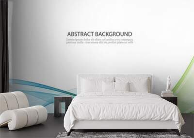 Abstract vector background, blue and green waved lines for brochure, website, flyer design. Wall mural