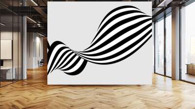 Abstract wave background, black and white wavy stripes or lines design. Optical art. Wall mural