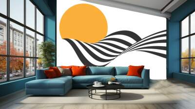 Abstract wave background, black and white wavy stripes or lines design. Optical art. Wall mural