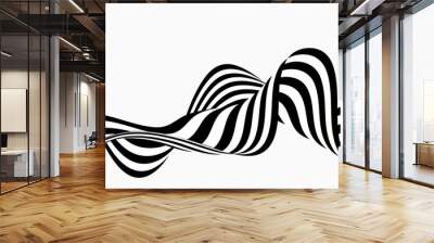 Abstract wave background, black and white wavy stripes or lines design. Wall mural