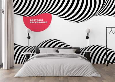 Abstract wave background, black and white wavy stripes or lines design.Optical art. Wall mural