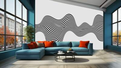 Abstract wave background, black and white wavy stripes or lines design.Optical art. Wall mural