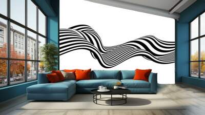 Abstract wave background, black and white wavy stripes or lines design.Optical art. Wall mural