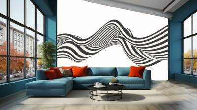 Abstract wave background, black and white wavy stripes or lines design.Optical art. Wall mural