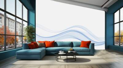 Blue abstract wave. Abstract vector background wave Wall mural