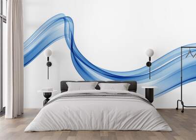 Blue swirl flow of transparent lines.Blue wave flow background.Wave blue object for design. Wall mural