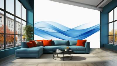 Blue wave. Blue abstract wave flow, vector abstract design element. Wall mural