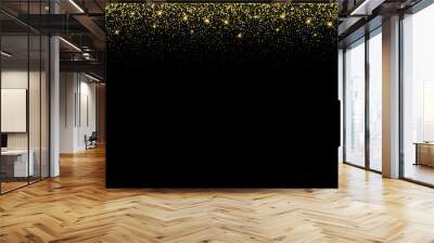 Gold glitter texture on a black background. Golden explosion of confetti. Golden grainy abstract texture on a black background. Design element. Vector illustration Wall mural