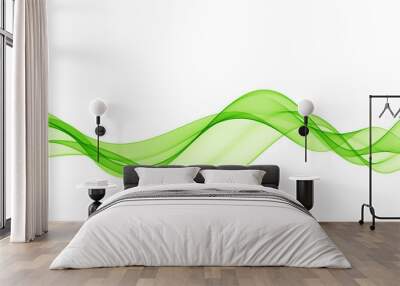 Green wave. Green abstract wave flow, vector abstract design element. Wall mural