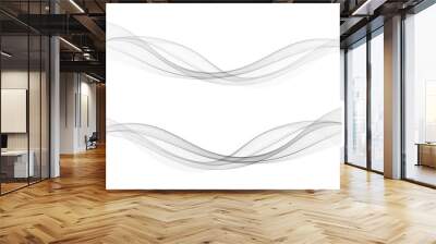 Set of abstract wavy silver wave Gray wave flow Wall mural