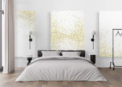 Set of white banners with gold glitter Greeting cards or flyer designs. Vector illustration. Wall mural