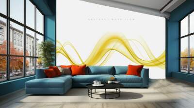 Smoky yellow waves background.Yellow wave flow element Wall mural