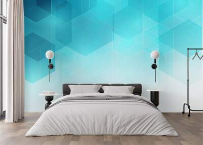 Vector Abstract geometric background. Template brochure design. Blue hexagon shape EPS10 Wall mural