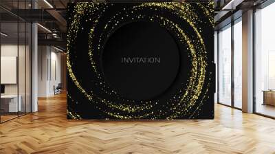 Vector gold glitters effect. golden comet with glowing tail of shining stardust sparkles, Gold glittering star dust Wall mural