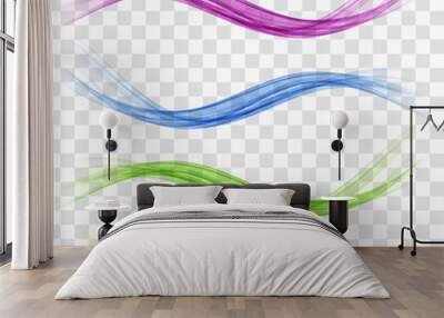 Wave transparent flow. Abstract wavy lines, design element. Wall mural