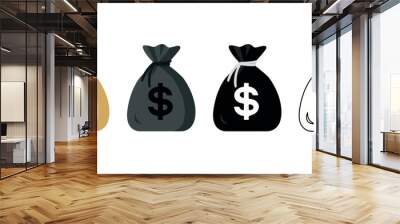 illustration of a bag of money, Money bag icons set. Collections of moneybags. Vector illustration isolated on white background, ai Wall mural