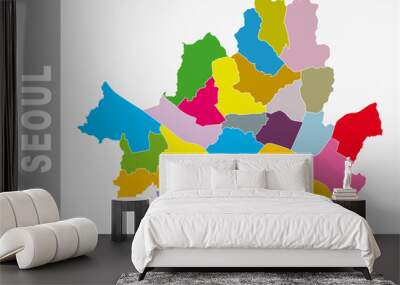 Colorful Seoul administrative and political vector map Wall mural