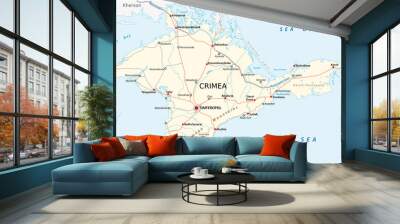 crimea road and major cities vector map Wall mural