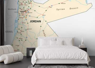 Kingdom of Jordan road vector map Wall mural