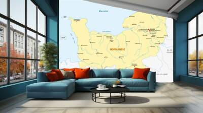 Map of the new French region of Normandy in French language Wall mural