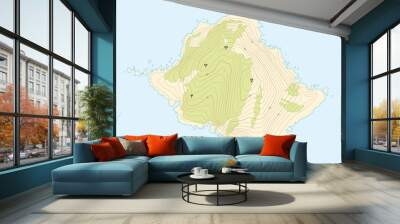 topographic map of a fictional island Wall mural