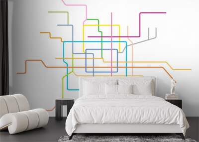 Vector illustration of the Beijing Subway Map, China Wall mural