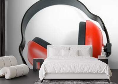 Hearing protection earmuffs on white background Wall mural