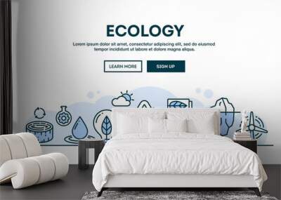 ecology, recycling, environment, sustainability, concept header, flat design thin line style Wall mural