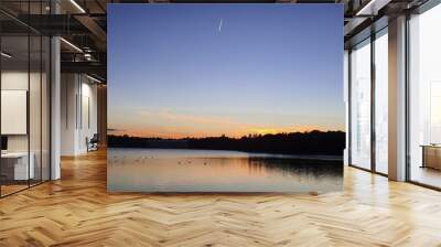 sunset over lake Wall mural