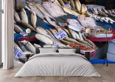 background of fresh sea fish  Wall mural