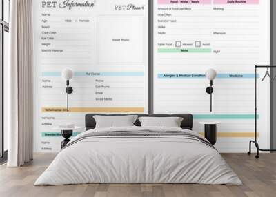 pet information planner page Wall mural