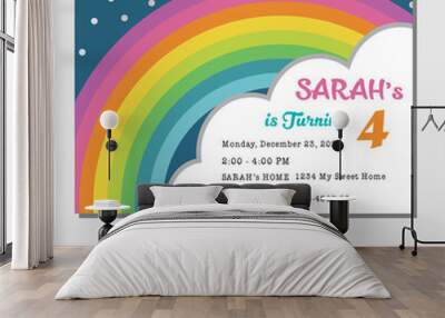 rainbow birthday invitation Wall mural