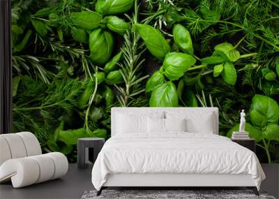 Fresh herbs background Wall mural