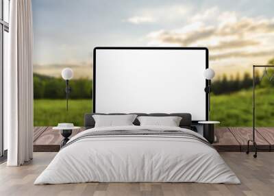 Modern laptop with empty screen. Front view Wall mural