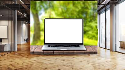 Modern laptop with empty white screen Wall mural