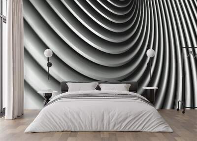 3d wavy aluminium background abstract silver pattern Wall mural