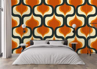 Abstract colorful shapes in 60s style wallpaper seamless pattern Wall mural