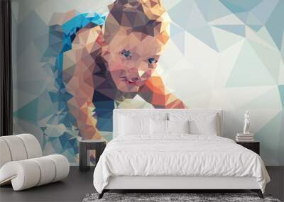 Child portrait vector geometric modern illustration Wall mural