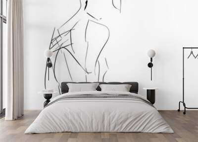 Concept women in dress, fashion hand drawing sketch Wall mural