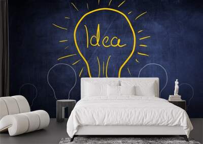 Idea sketch concept with light bulb, sign Wall mural