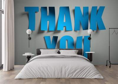 Thank you cut from paper on background Wall mural